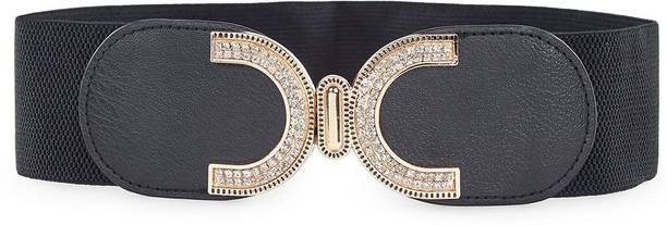 REDHORNS Women Casual, Party Black Artificial Leather, Fabric Belt