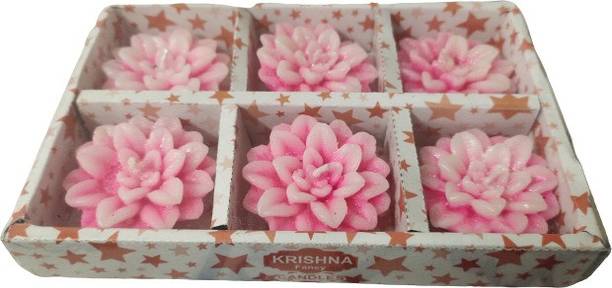 KrishnaCandle Rose Flower Floating Decorative Diwali Candles pink pack 6 Candle