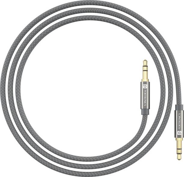 Portronics AUX Cable 2 m Konnect Aux 7 Male to Male 3.5mm Gold Plated Connectors