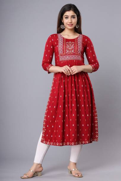 Women Printed Viscose Rayon Ethnic Dress