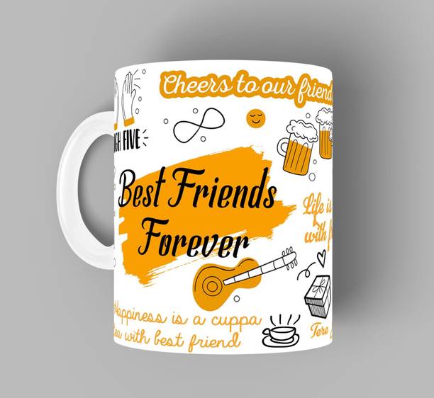 ECFAK Best Friends Doodle White Ceramic Coffee Mug