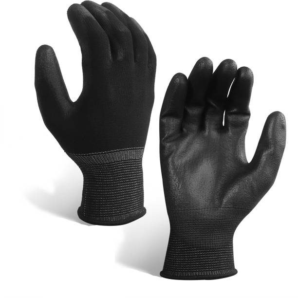 STYLERA (1 Pair) Multipurpose Cotton Daily Use Safety Hand Gloves Reusable Washable Grip Coating Anti Cut Resistant For Bike Riding Virus Protection Garden Gardening Heavy Duty Industrial Construction Work –Black Nitrile  Safety Gloves