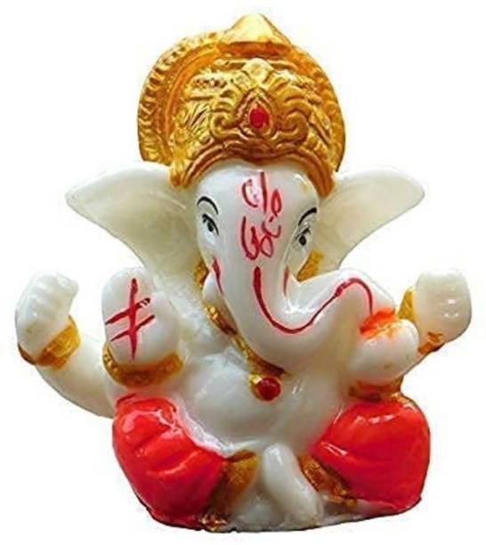 AAICON Lord Ganesh Small Idol for Car Dashboard | Ganesh Ji Murti for Home Decor Decorative Showpiece  -  6 cm