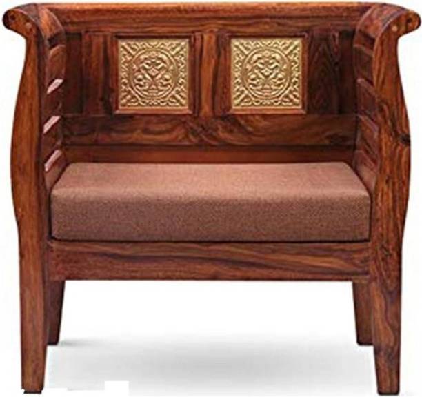 saamenia furnitures Solid Sheesham Wood Single Sofa Chair For Living Room / Hotel| Without Cushion | Fabric 1 Seater  Sofa