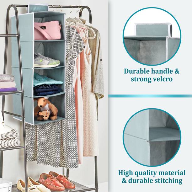 DOUBLE R BAGS 4-Shelf Hanging Closet Organizer - Breathable Hanging Shelves Closet Organizer, Regular Organizer, Handbag Organizer