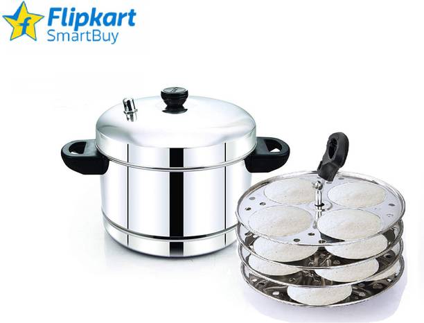 Flipkart SmartBuy Stainless Steel Idli Cooker, Idly Maker Set with 4 Plates, 16 idlies, Silver Induction & Standard Idli Maker
