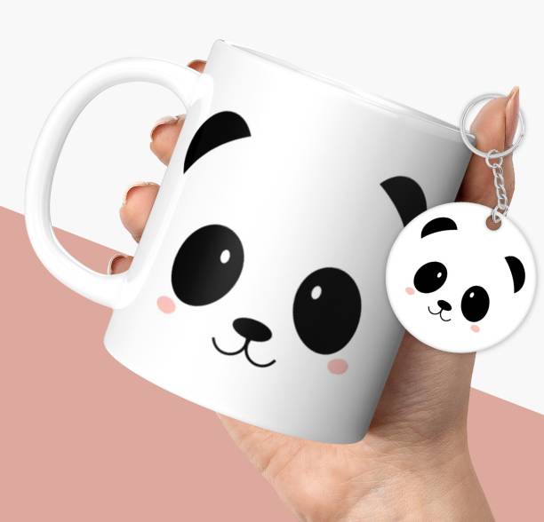 CHHAAP "Cute Panda" Printed Ceramic White Coffee Ceramic Coffee Mug