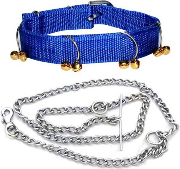 Sip Best High Quality Dog Ghungroo Collar+Steel Chain(Combo of 2) Dog Collar & Chain Dog & Cat Collar & Chain