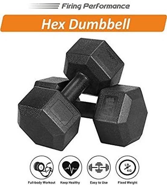 AMAN FIT TOUGH PVC HEX DUMBBELLS 5KGS PAIR, DUMBBELL SET FOR MEN, WOMEN, HOME GYM Fixed Weight Dumbbell