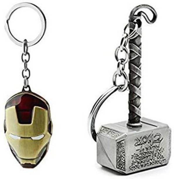 Tagnation IronMan-Tony Stark &amp; Thor Silver Hammer Combo Metal Keychain Key Chain
