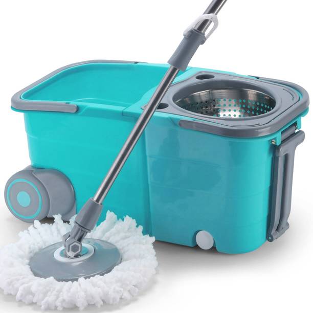 V-MOP Premium Double Bucket Spin Mop with Wheels (( 6 Months Warranty on Rod Set ))-RR Wet & Dry Mop