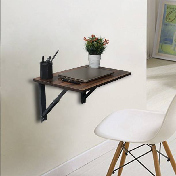 Muren Foldable Wall Mounted Study Laptop Table Light-Grey Collapsible Desk Home/Office Solid Wood Study Table