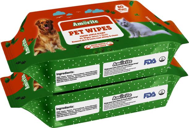Amorite Wet Pet Wipes With Fresh Apple Fragrance For Dogs And Cats 160 Pcs Pet Ear Eye Wipes