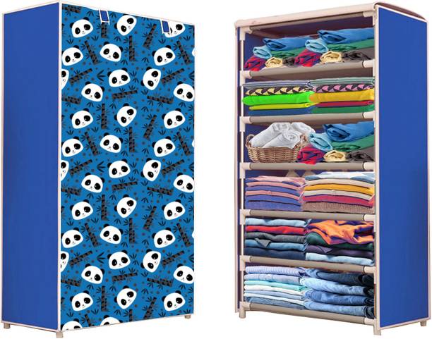 XENABO 1 Door 6 Shelf Fabric Before Christmas Print PP Collapsible Wardrobe