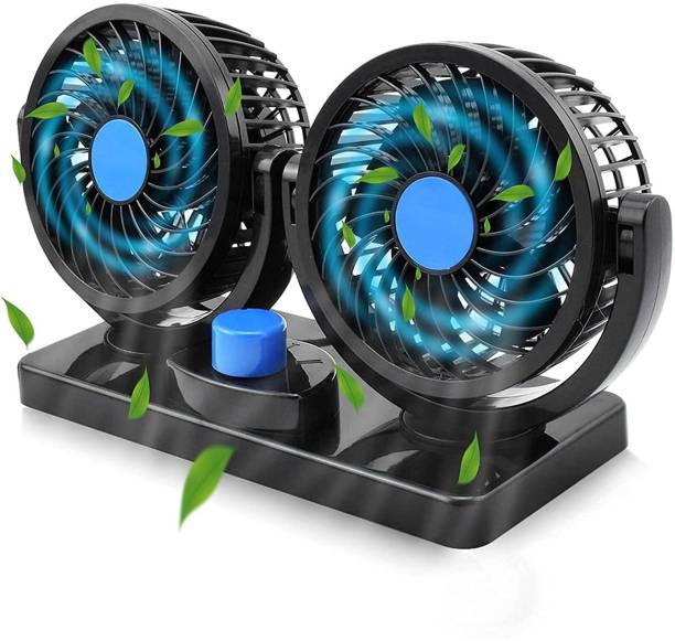 Rhtdm Car Fan12V, Electric 2 Speed Dual Head Fans,360 Degree Rotatable Cooling Fan Car Interior Fan