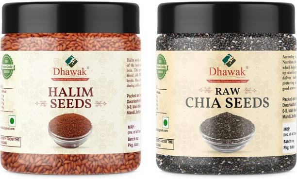 Dhawak Combo Pack 300g Each Total 600g Asaliya Garden Cress Halim & Chia Healthy Seeds Garden Cress Seeds, Chia Seeds