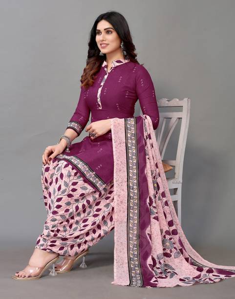 Unstitched Cotton Blend Salwar Suit Material Floral Print, Printed, Geometric Print Price in India