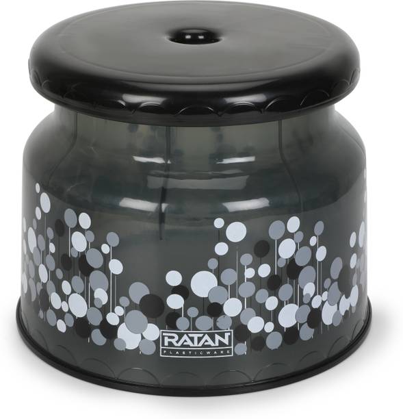RATAN Nova Round Medium Size Grey Stool for Bathroom Sitting Bathroom Stool