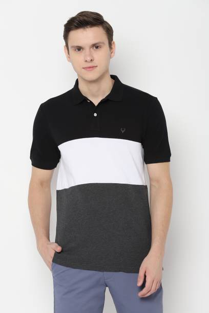 Allen Solly Men Solid Polo Neck Cotton Blend Multicolor T-Shirt