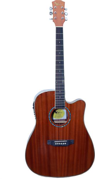 swan7 41 Inch Brown Semi-acoustic Guitar Mahogany Rosewood Right Hand Orientation