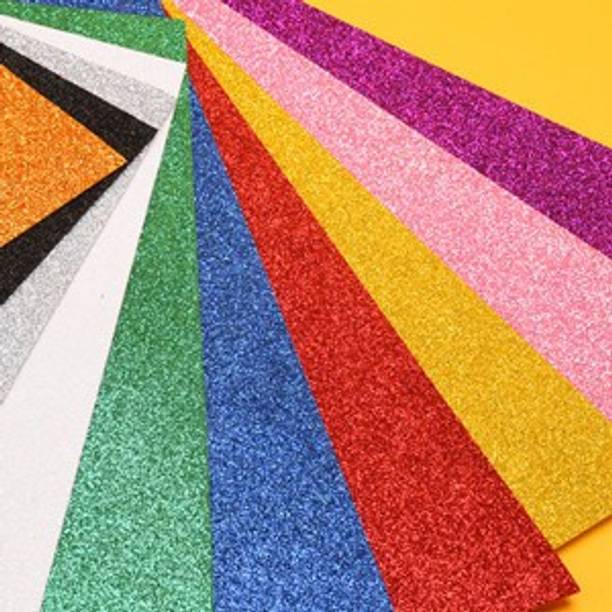 SHARMA BUSINESS Non Adhesive Glitter Foam Sheet Sparkle Art and Craft Decoration Project Plain A4 120 gsm Craft paper
