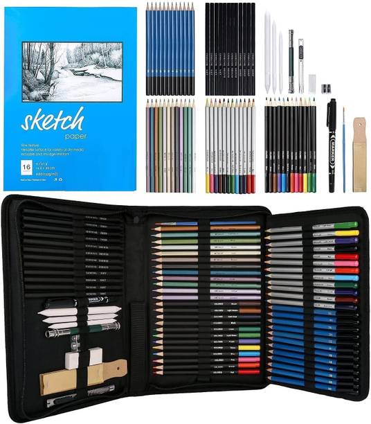 Corslet Professional 71 Art Graphite Water Colour Pencils Set Sketch Book for Artist