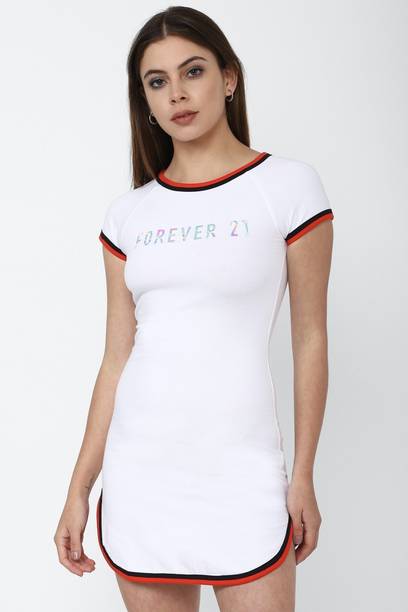 Women A-line White Mini/Short Dress
