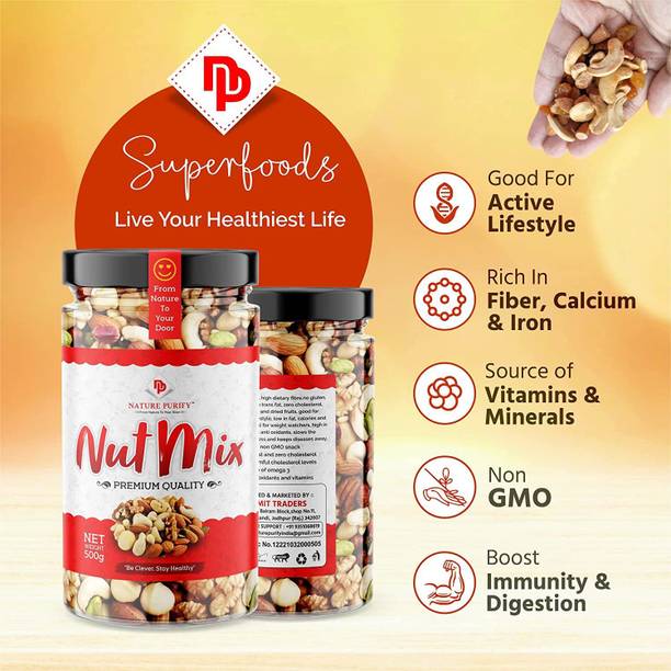 Nature Purify Premium Mixed dry fruit -500g Almonds, Cashews, Raisins, Pistachios