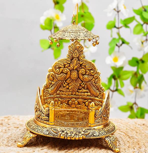 SP Handicrafts Oval shape Metal Singhasan for Ganesha/Krishna God Idols Decorative Showpiece  -  18 cm
