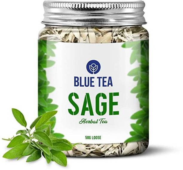 BLUE TEA Sun Dried Sage Leaves - 50 Gram - Rich in VIT A Herbal Tea Plastic Bottle
