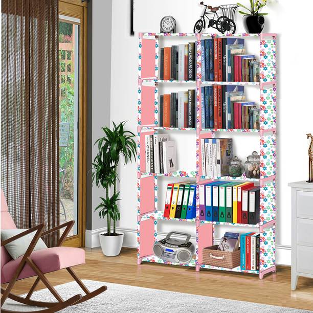 Furnbolo Mini Flower Print 12 Shelf Book Organizer Metal Open Book Shelf