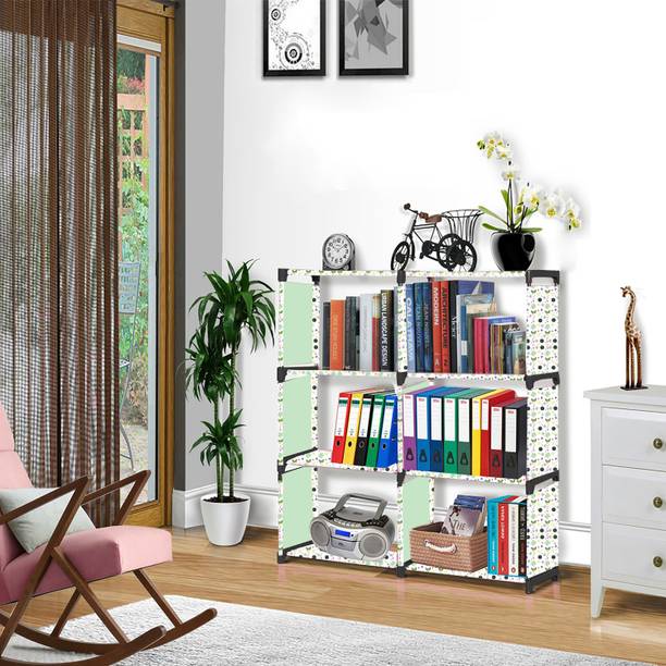 Lyzoo Butterfly Print 8 Layer Simple Bookshelf/Multipurpose Rack Metal Open Book Shelf