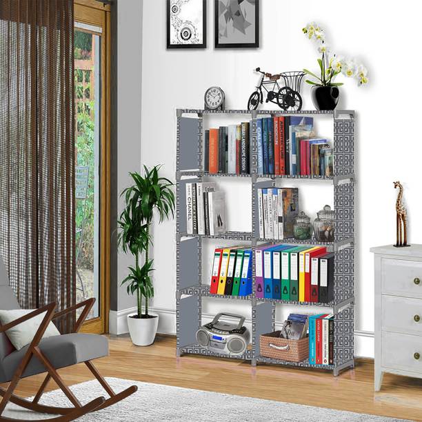 Zooper Cabinet print Plastic Metal 10 Shelf Book Organizer Metal Open Book Shelf