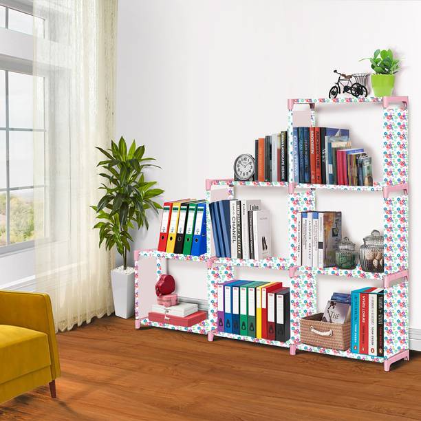 Zooper Mini Flower Print 9 Layer Simple Bookshelf/Multipurpose Rack Metal Open Book Shelf