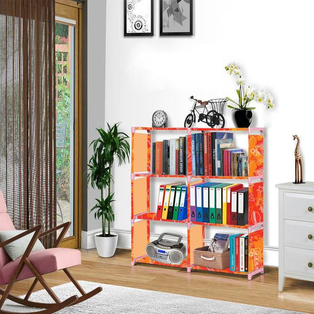 Zooper School Pattern Print 8 Layer Simple Bookshelf/Multipurpose Rack Metal Open Book Shelf