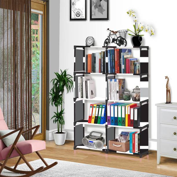 Zooper French Door Print Plastic Metal 10 Shelf Book Organizer Metal Open Book Shelf