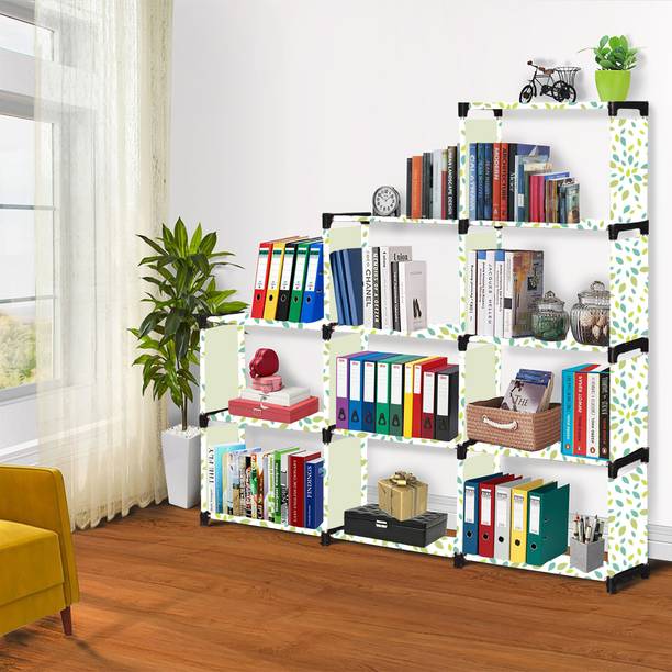 G Genipap Leaf Print 12 Layer Simple Bookshelf/Multipurpose Rack Metal Open Book Shelf
