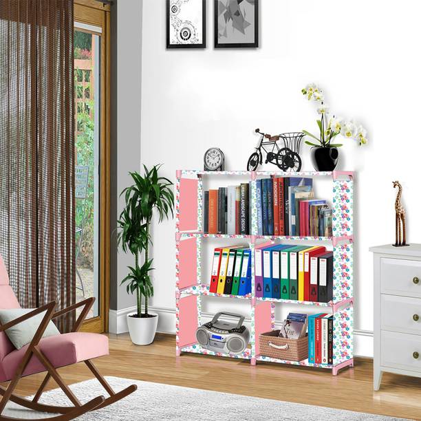 GIBI Mini Flower Print 8 Layer Simple Bookshelf/Multipurpose Rack Metal Open Book Shelf