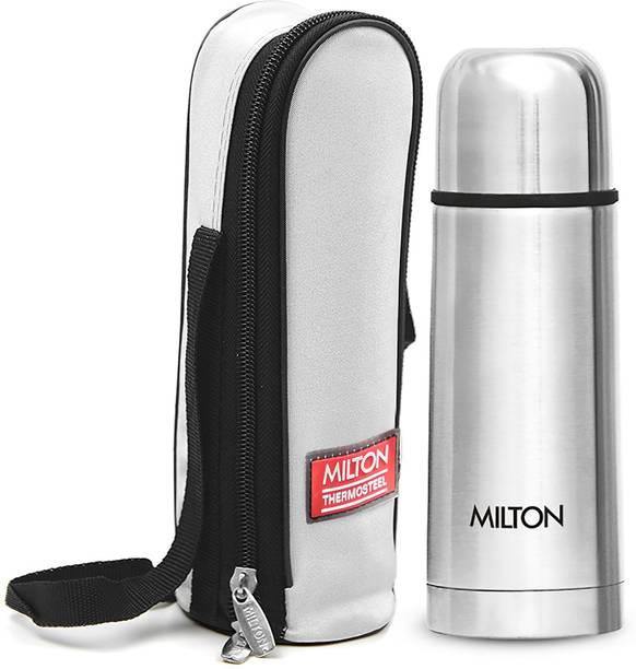 MILTON Plain Lid 350 Thermosteel Water Bottle, ISI Certified, 24 Hr Hot and Cold 350 ml Steel Flask
