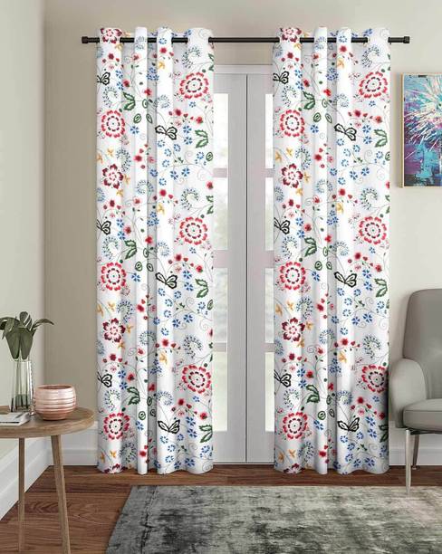 Pjdecor 153 cm (5 ft) Window Polyester, Silk Room Darkening Curtain (Pack Of 2)