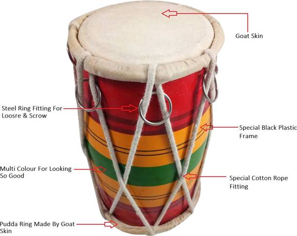 GT manufacturers 8 inch patta baby dholki 01 Rope & Rings Dholki