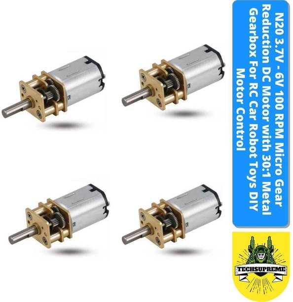 TechSupreme N20 3.7V - 6V Micro Gear Reduction DC Motor with 30:1 Metal Gearbox PACK OF 4 Motor Control Electronic Hobby Kit