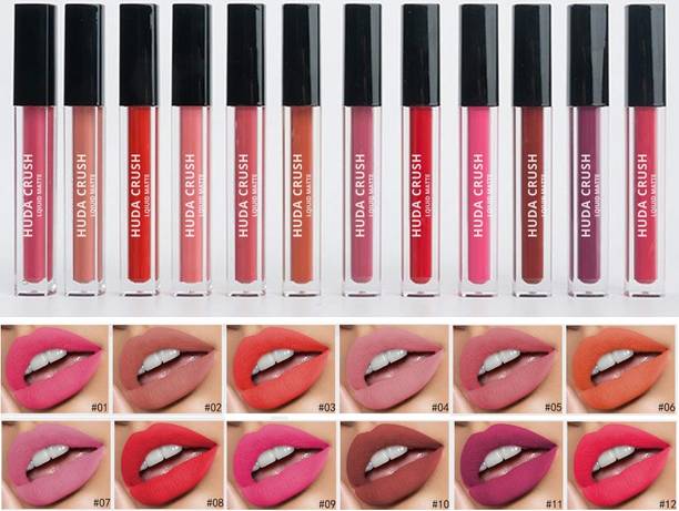 HUDA CRUSH Insta beauty Non Transfer Liquid Matte Lipsticks Set of 12