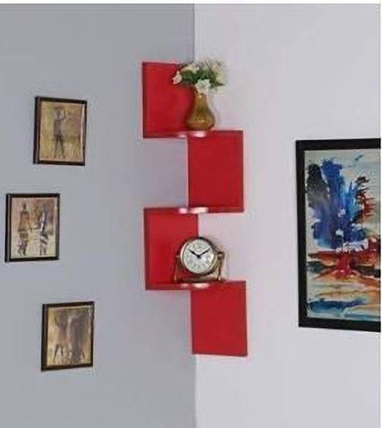 woodinzo Zigzag Corner Wall Mount Shelf Unit for Home | Home Decorative MDF (Medium Density Fiber) Wall Shelf
