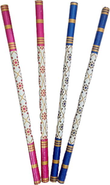 P A HEALTH AND FITNESS P.A.Decorated Wooden Dandiya Stick Dance/Garba Celebration[14.4 Inch] (2 Pair) Dandia Sticks