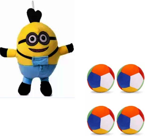 Nihan Enterprises Combo pack of Minion and 4pc balls  - 30 cm