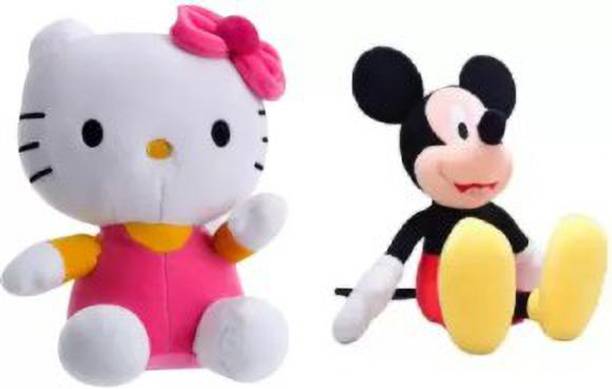 QTYPIY Attractive Red micky & Pink Kitty Doll Soft Toys for Kids, Girls & Children  - 25 cm