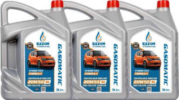 ESSON GASOMATIC 20W50 SL 3 LTR-P3 Engine Oil for 4-Stroke CNG/LPG driven Autos & 3-Wheelers (3L, Pack of 3) Conventional Engine Oil