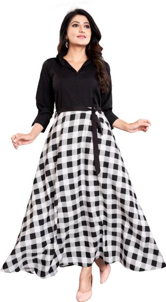 Women Maxi Black, White Dress Price in India