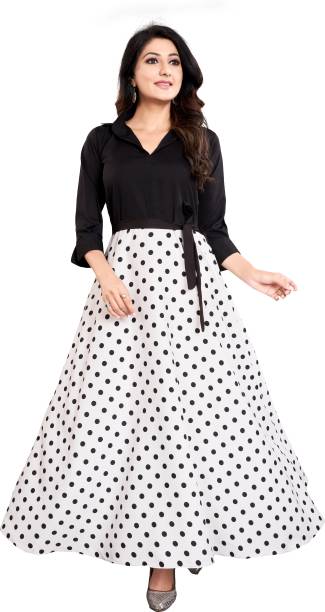 Women Maxi Black, White Dress Price in India